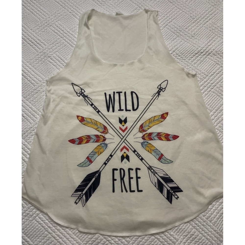 Wild Free Women's S/M Tank Top Festival Bohemian Workout Tribal Western Cream
